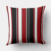 黒、グレー赤と白ストライプ色 クッション (裏面)