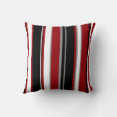 黒、グレー赤と白ストライプ色 クッション (裏面)