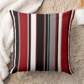 黒、グレー赤と白ストライプ色 クッション (ブランケット)