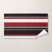 黒、グレー赤と白ストライプ色 バスタオルセット (ハンドタオル)