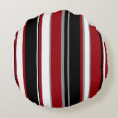 黒、グレー赤と白ストライプ色 ラウンドクッション (裏面)