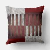 黒、グレー、および赤のジオメトリックストライプス クッション (裏面)