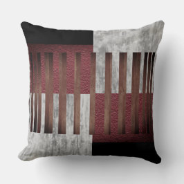 黒、グレー、および赤のジオメトリックストライプス クッション