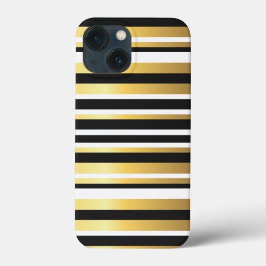 黒、ゴールド、白のヴィンテージストライプ Case-Mate iPhoneケース (裏面)