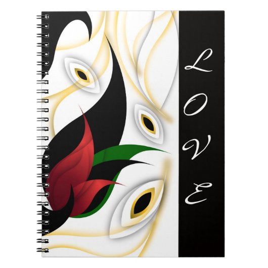黒、ゴールド、赤、緑の抽象的な装飾芸術 ノートブック (正面)