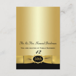 黒, ゴールド 50周年 折りたたみ 席札 招待状