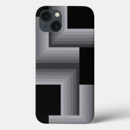 黒、シルバー、クール、ユニーク、おしゃれな四角形 iPhone 13ケース