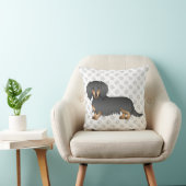 黒&タンロングヘアダックスンマンガートーン犬&ポーズ クッション (椅子)