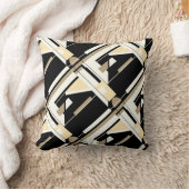 黒、タン、白、クリームの対角線の幾何学的デザイン クッション (ブランケット)