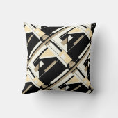 黒、タン、白、クリームの対角線の幾何学的デザイン クッション (裏面)