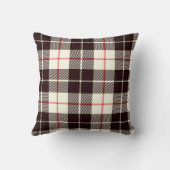 黒、タン、赤のバッファローのプレイド クッション (裏面)