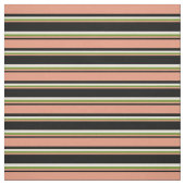 黒、ダークサーモン、緑とベージュの裏地パターン ファブリック (見本)