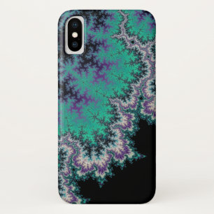 黒、ティール(緑がかった色)および紫色のフラクタルのiPhone Xの箱 iPhone X ケース