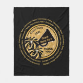 黒、パーソナライズなコーチのギフトのチアリーダーをする金ゴールド フリースブランケット (正面)