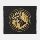 黒、パーソナライズなコーチのギフトのチアリーダーをする金ゴールド フリースブランケット (正面(横))