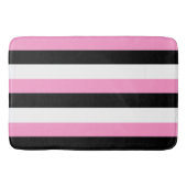 黒、ピンクと白のストライプバスマット バスマット (正面)