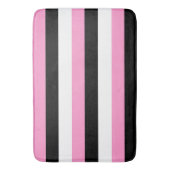 黒、ピンクと白のストライプバスマット バスマット (正面縦)