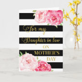黒 ピンクの花 母の日 義理の娘 カード (黄色い花)
