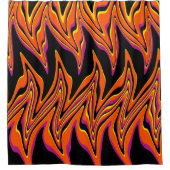 黒、ピンク、オレンジ、黄色で歪み シャワーカーテン (正面)