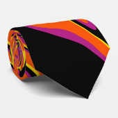 黒、ピンク、オレンジ、黄色で歪み ネクタイ (ロール)