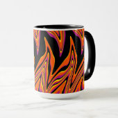 黒、ピンク、オレンジ、黄色で歪み マグカップ (正面右)