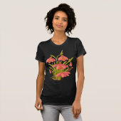 黒、ピンク、グリーンの花柄Tシャツ Tシャツ (正面フル)