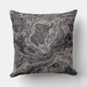 黒、ピンク、グレーの大理石抽象芸術 クッション (裏面)