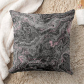 黒、ピンク、グレーの大理石抽象芸術 クッション (ブランケット)