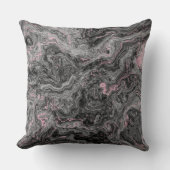 黒、ピンク、グレーの大理石抽象芸術 クッション (正面)