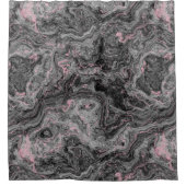 黒、ピンク、グレーの大理石抽象芸術 シャワーカーテン (正面)