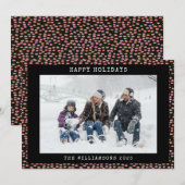 黒 ピンク ドット 抽象 写真 パーソナライズド ホリデー シーズンカード (正面/裏面)