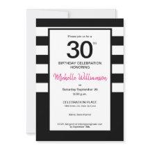 黒、ピンク、白のストライプ、30歳の誕生日パーティー