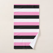 黒、ピンク、白の各ストライプ色 バスタオルセット (ハンドタオル)