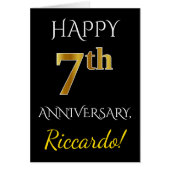 黒、フェイクな金ゴールドの第7結婚記念日 + 名前 (正面)