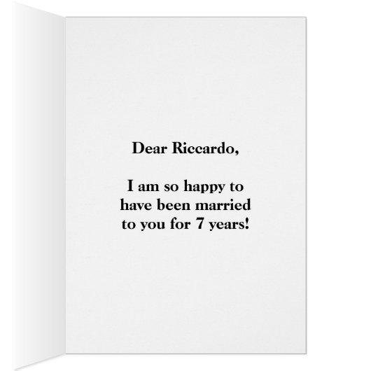 黒、フェイクな金ゴールドの第7結婚記念日 + 名前 (内側 (右))