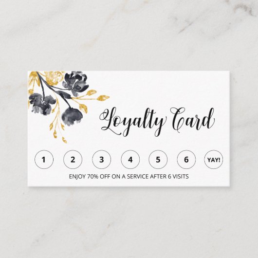 *~*黒。フローラ金ゴールドQRロゴ特典ありがとうございます ロイヤリティカード (正面)