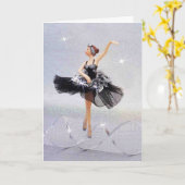 黒(プロフィール)のバレリーナ カード (黄色い花)