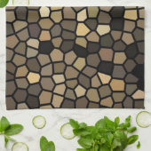 黒、ベージュ、茶色のモザイク キッチンタオル (折り畳み)