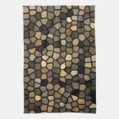 黒、ベージュ、茶色のモザイク キッチンタオル (縦)