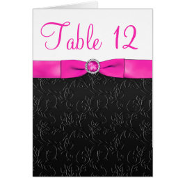 黒、ホットピンク、白のテーブル番号カード