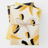 黒、マルチパターン金ゴールド ラッピングペーパーシート (インサイチュ)