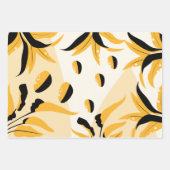 黒、マルチパターン金ゴールド ラッピングペーパーシート (正面)