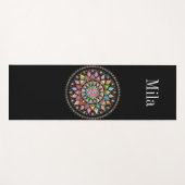 黒、マンダラの背景 ヨガマット (正面(横))