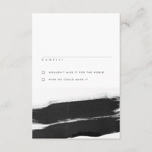 黒+モダン白インク結婚式RSVPカード 招待状 (裏面)