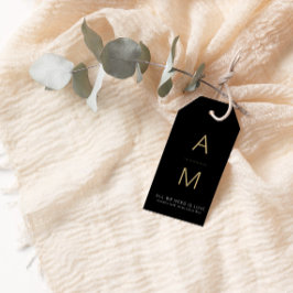 黒+モダン金ゴールド結婚式の引き出物 ギフトタグ