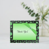 黒、ライムのきらびやかな水玉模様のサンキューカード サンキューカード (スタンド正面)