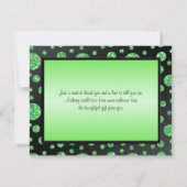 黒、ライムのきらびやかな水玉模様のサンキューカード サンキューカード (裏面)