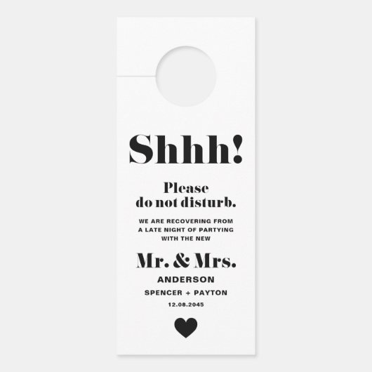 黒 レトロ 太字 タイポグラフィー 邪魔しないで 結婚式 ドアノブサイン (正面)