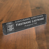 黒 – ロゴ、名前、およびプロフェッショナルタイトル デスクネームプレート (側面)