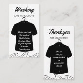 黒 ロング ネック シャツ 洗濯 ケア 説明 名刺 (正面/裏面)